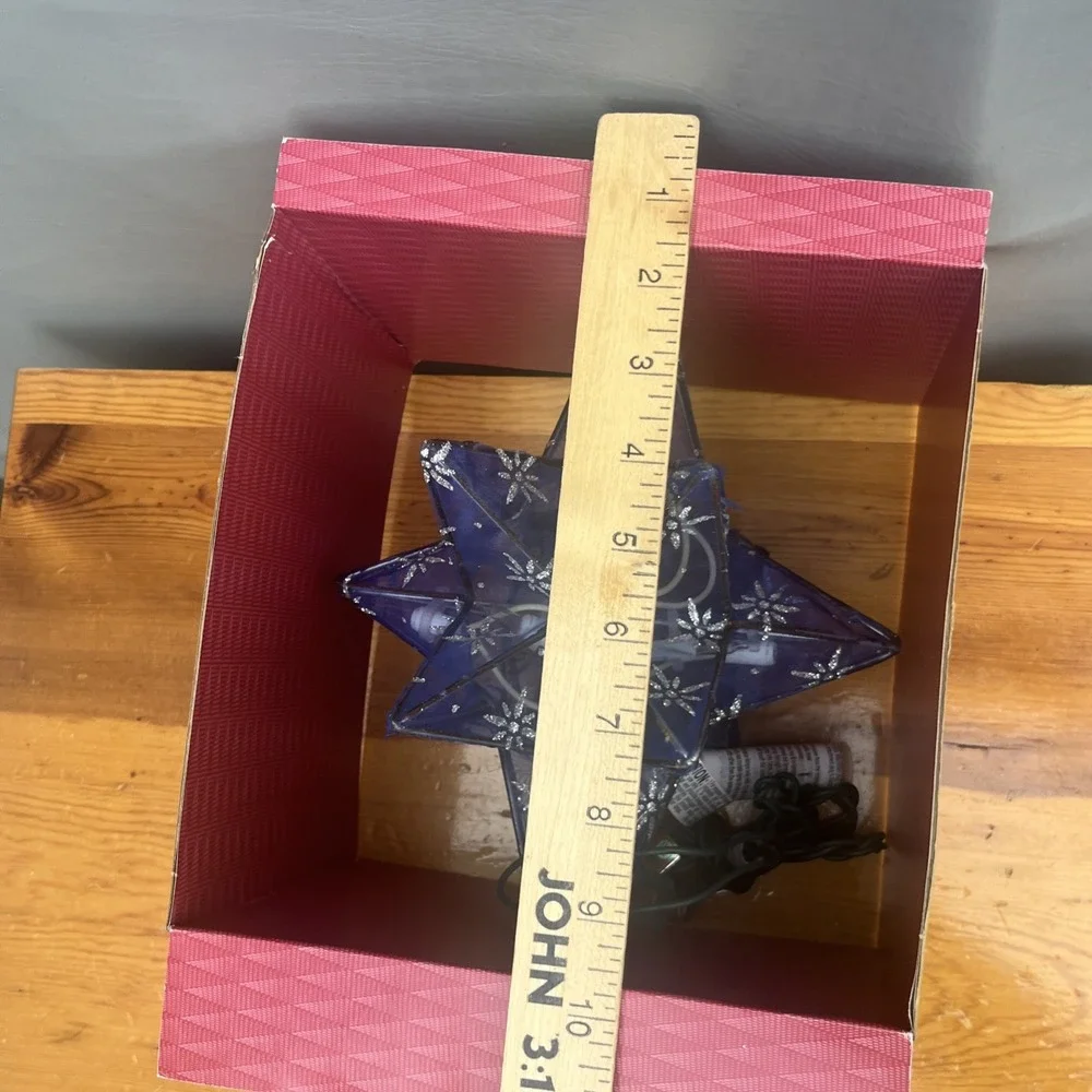 Kmart Vintage Trim a Home Fabric Star Snowflake Tree Topper Blue